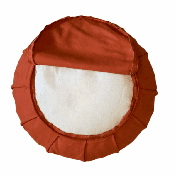 Unzipped Zafu underside showing the cushion inner