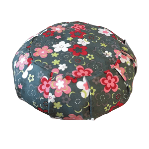 Organic Buckwheat Zafu Yoga & Meditation Cushion in Floral Grey