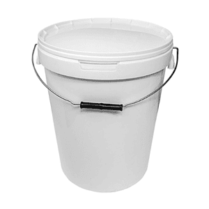 White 25L bucket with lid and metal handle